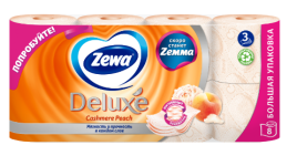 Бумага туалетная  ЗЕВА Делюкс 8рул.3-х.сл Персик *7	