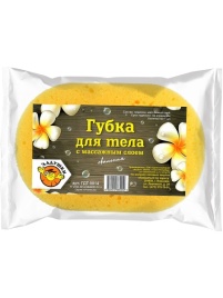 Губка для тела Ладушки ГЛМ-03 с массажным слоем овальная, желтый