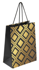 Пакет подарочный (1 штука) 18×10×23 см, ЗОЛОТАЯ СКАЗКА «Gold Luxury», тиснение фольгой, чёрный