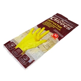 Перчатки латексные Хозяйка 30гр M с ХБ напылением*12/240 (Круг-Упак)