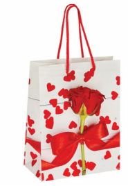 Пакет подарочный (1 штука) 18×10×23 см, ЗОЛОТАЯ СКАЗКА «Роза с лентой», ламинированный