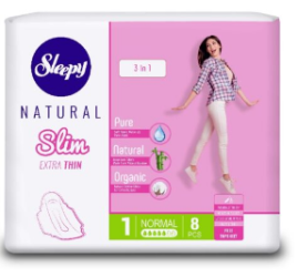 Слипи Натурал прокл. Slim ультра тонкие по 8 шт.Нормал *6/24