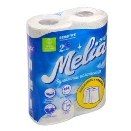 ТБХ Полотенца бумажные Melia Soft 12м. 2сл. 2рул. 100л. *12