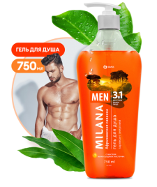 Milana MEN гель для душа Африканская саванна с маслом виноградной косточки 750 мл.