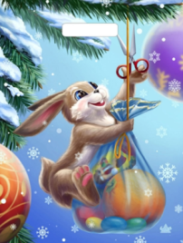 Пакет НГ ГЛЯНЕЦ проруб. 31*40+3  60мкм  Зайка с подарком