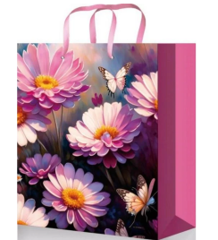 Пакет подарочный ПКП-0361 Optima, Полевые цветы и бабочка 26,4*32,7*8 см