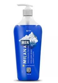 "Milana MEN гель для душа Таинственная арктика" с маслом эвкалипта 750 мл.
