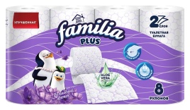 Бумага туалетная Familia Plus  8 рул.2-х.сл. Волшебный цветок