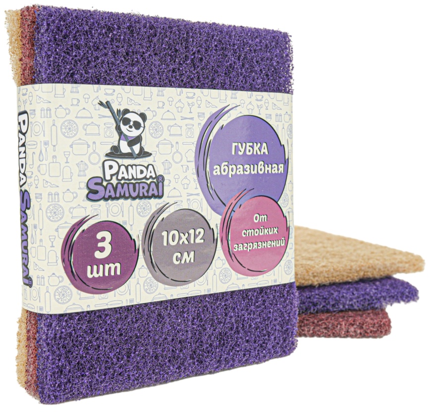 Губка 0204 Абразивная 3 шт.в кор. PS фото 2