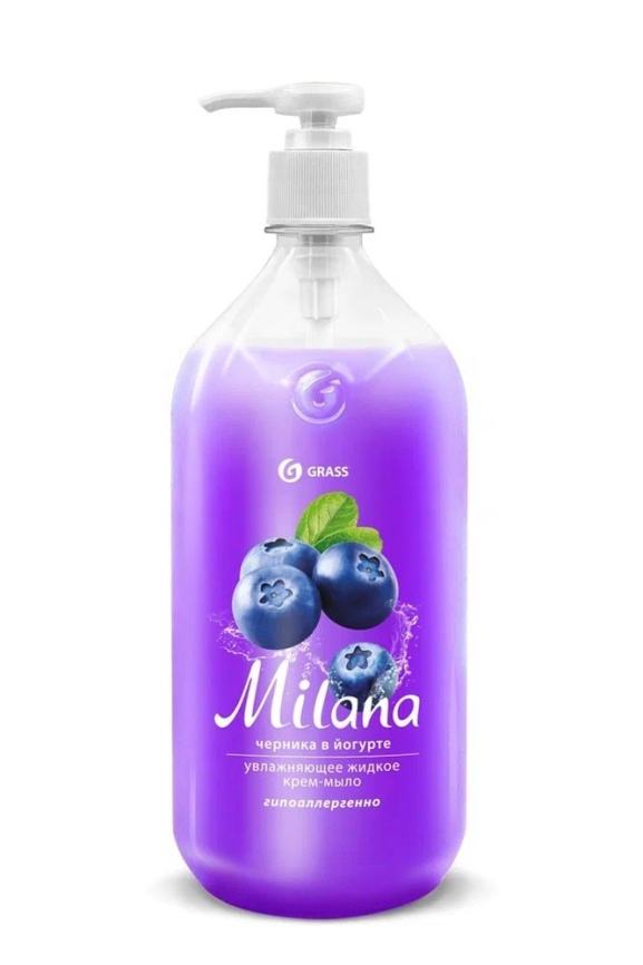 Жидкое крем-мыло "Milana" черника в йогурте с дозатором 1000 мл.       фото 2