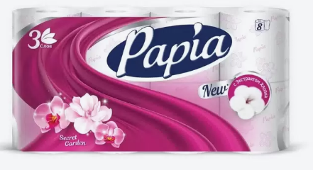 Бумага туалетная Papia  8 рул.3-х.сл. Таинственный сад *7 фото 1