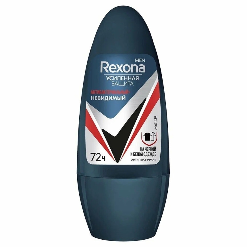 РЕКСОНА дез.ролик муж.50мл. Антибак.и Невидим.на чёрном и белом *2/6 фото 1