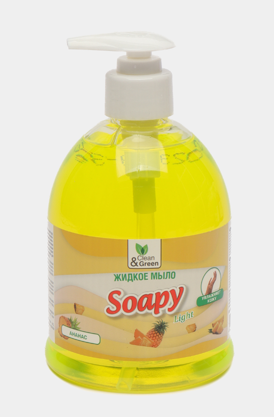 Жидкое мыло "Soapy" Light "Яблоко" с дозатором 500 мл. Clean&Green фото 1