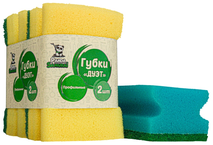 Губка 0207 д/посуды профильная "Дуэт" 2 шт. в кор. PS фото 2