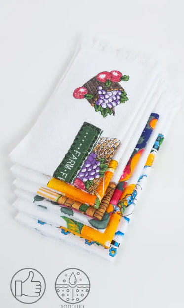 Полотенце кухонное с бахромой. Принт (35х65) фото 1