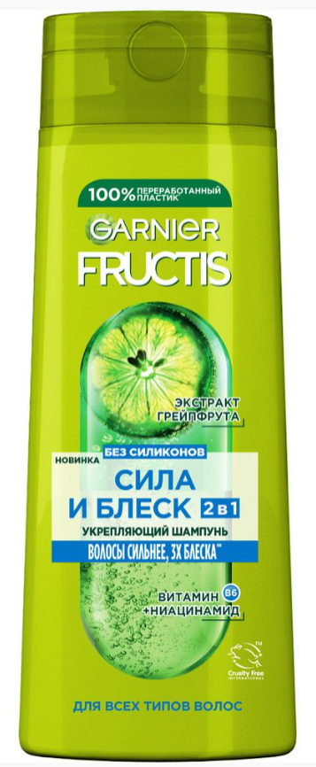 Фруктис шампунь 400мл.Сила и Блеск 2в1 д/норм.волос *3/12 фото 1