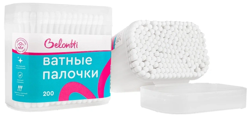 Ватные палочки Belontti 0010 с пласт. стержнем 100 шт PS  фото 3
