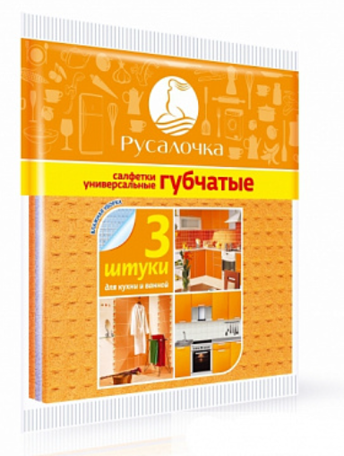 Салфетка  впитыв. губчатая РУСАЛОЧКА INSULA 3шт.*12/36 фото 1