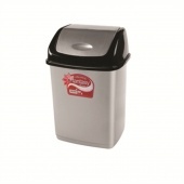 Контейнер для мусора п/м ДУНЬЯ "Фантазия" 09401, 5л., съемная крышка, черно-серебристый фото 1