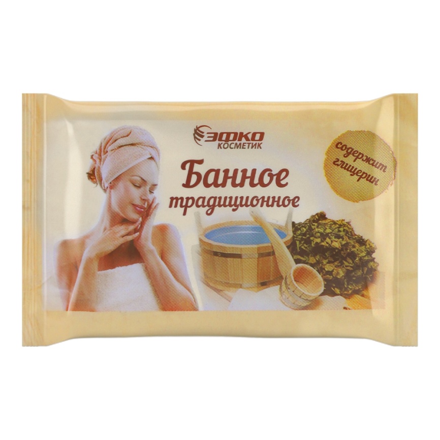 Туалетное мыло  ЭФКО твердое традиц. Банное 190г. в/об. фото 1