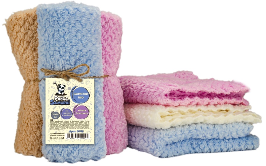 Салфетки 0746 универсальные "TRIO" 3 шт, микрофибра, 27*30,PS  фото 2