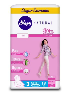 Слипи Натурал прокл. Slim ультра тонкие ДУО по 18 шт.Ночные *6/12 фото 1