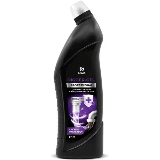 Средство щелочное для прочистки канализационных труб "Digger-gel" Professional 1000 мл.
 фото 1