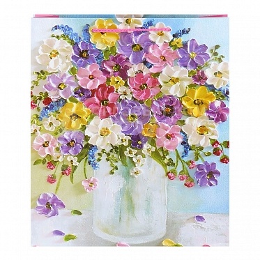 Пакет подарочный ПКП-0358 Optima, Красивые цветы в вазе  26,4*32,7*8 см фото 1